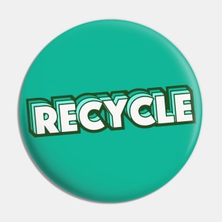 Retro Recycle Word Art with Stripes Pin