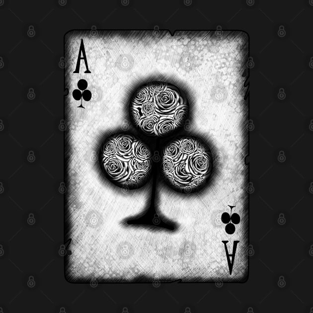 Ace of Clubs with Roses by DeneboArt