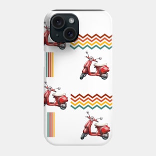 Retro Red Scooter Pattern on White Phone Case