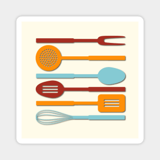 Kitchen Utensils Red Orange Blue Yellow Magnet