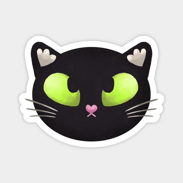 Funny Black Cat With Green Eyes Magnet by Zofy Saturn