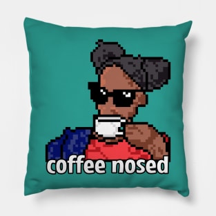 Pixel Art Coffee-Nosed Queen Attitude Design - Playful Style Pillow