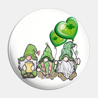 St Patrick's Day Cute Irish Lass Gnome and Shamrock Gnomes Pin