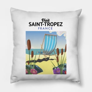 Saint-Tropez France travel poster Pillow
