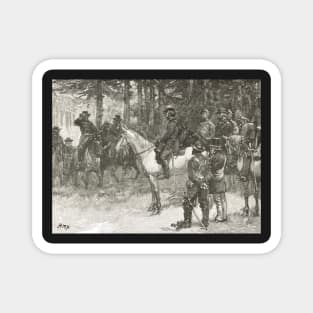 Meeting of Lee and Grant, Appomattox, April 9, 1865. The surrender of general Robert E. Lee Magnet