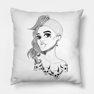 Demon Skull Girl Pillow