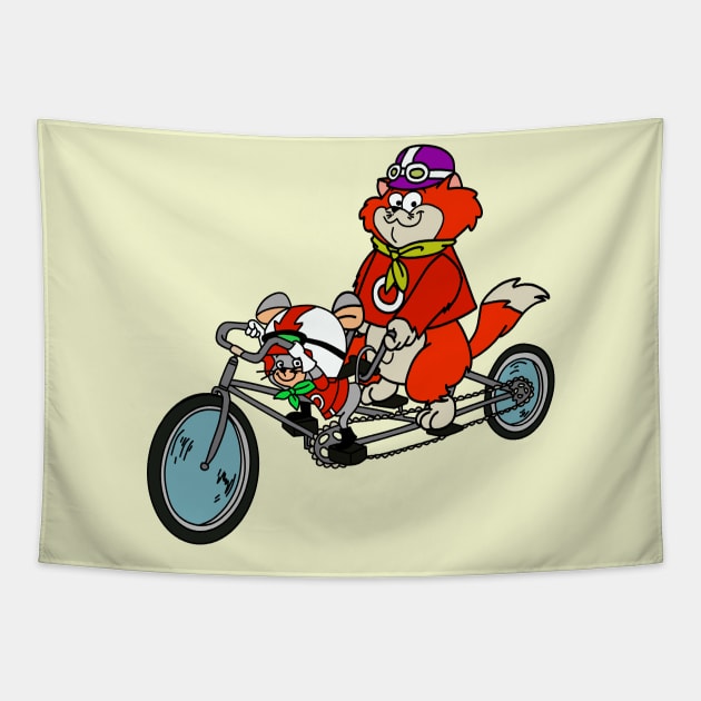 Motormouse and Autocat Classic 60s Cartoon Tapestry by GoneawayGames