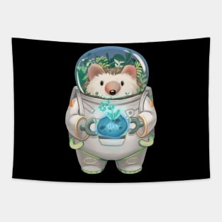 Solarpunk Astronaut Hedgehog Tapestry