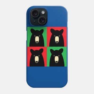 BLACK BEAR ON GREEN AND RED Phone Case
