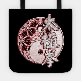Red And Black Ying And Yang And Tai Chi Calligraphy Tote