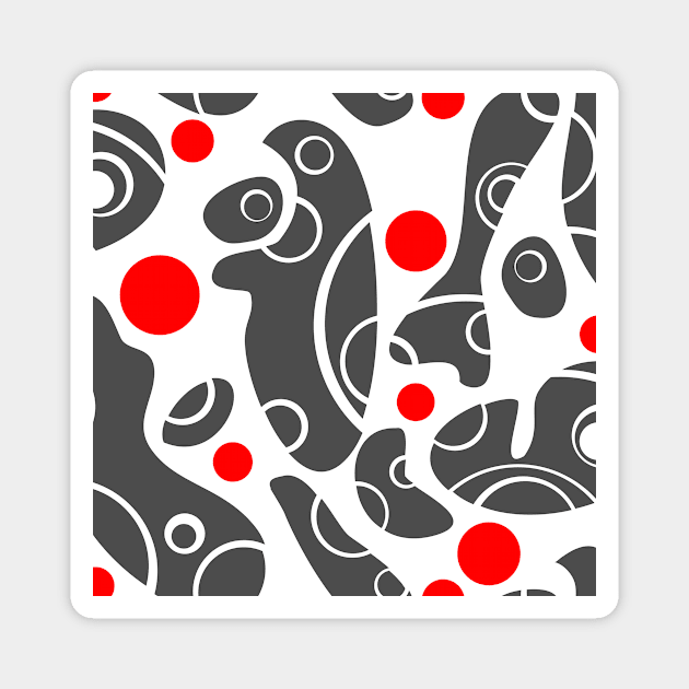 Whale Sonics Grey and Red on White Magnet by ArtticArlo