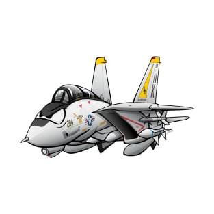 F-14 Tomcat Military Fighter Jet Aircraft Cartoon Illustration T-Shirt