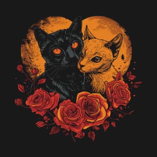 Valentine's Day Love Vintage Halloween Black Cat Witch Retro Cute Super Cool Best Gift T-Shirt