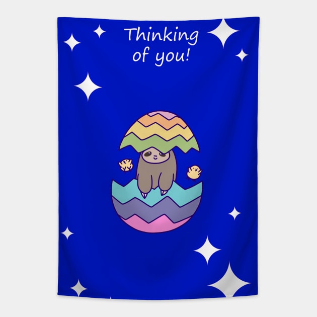 Thinking of You - Easter Egg Sloth Tapestry by saradaboru