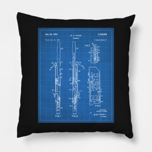 Bassoon Patent - Musician Classical Music Art - Blueprint Pillow