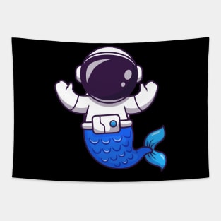 Astronaut Mermaid Cartoon Tapestry