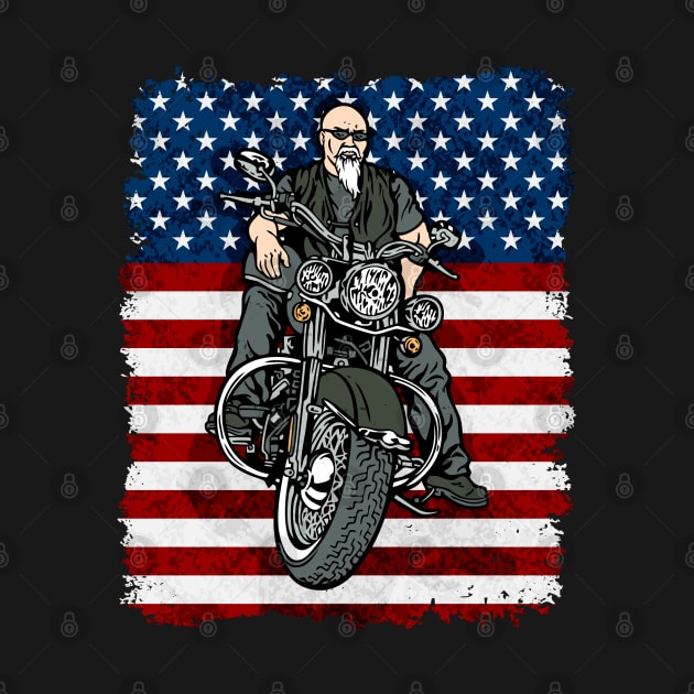 USA Biker American Flag Motorcycle by RadStar