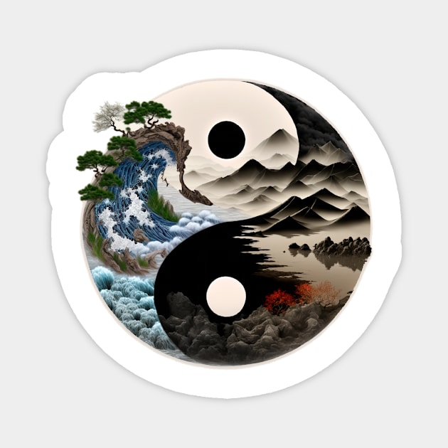 Yin Yang T-Shirt Magnet by Genuine Vintage