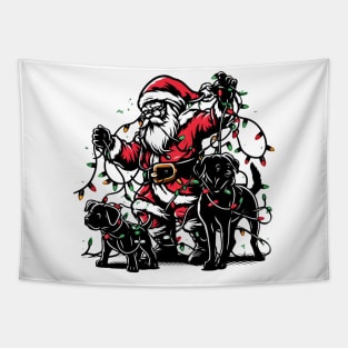 Santa Claus tree lighting dog christmas Tapestry