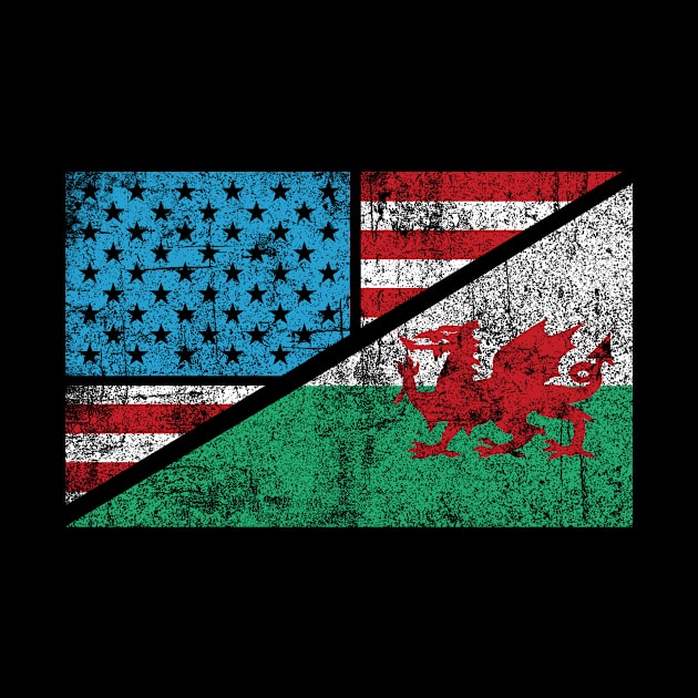 Welsh American flag in cool distressed design by Keleonie