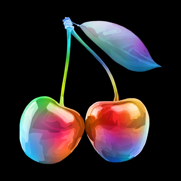 Shiny Neon Rainbow Cherries by Art by Deborah Camp