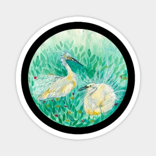 Dancing Egrets Magnet