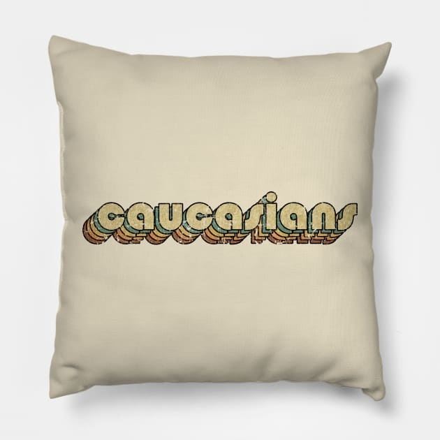 Caucasians // Vintage Rainbow Typography Style // 70s Pillow by JULIAN AKBAR PROJECT