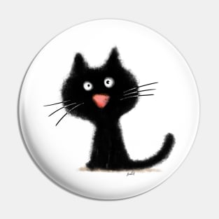 A black kitty looks at you. Pin