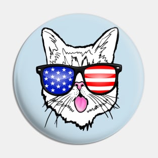 US Patriotic Cat Pin