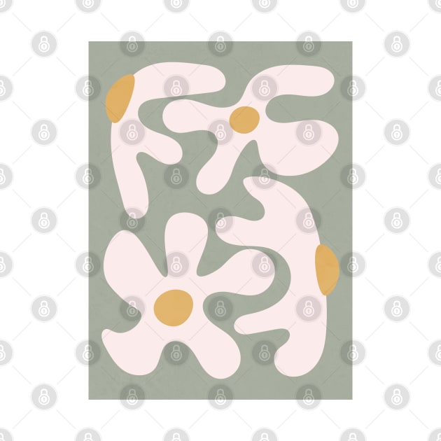 Abstract Flowers Sage Green by Colorable