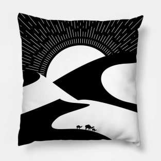 Camelcade crosses sandy dunes Pillow