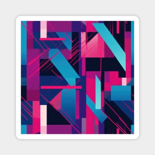 Cubist Harmony: Modern Geometric Dance in Pink, Blue, and Violet Magnet