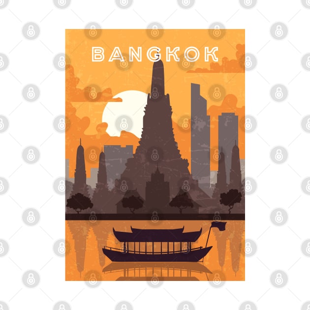 Bangkok, Thailand Retro travel poster by GreekTavern