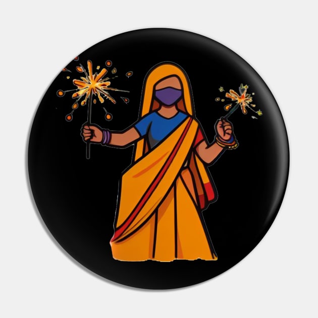 Graceful Celebration: Indian Woman in Traditional Attire with Fireworks Pin by abdelDes