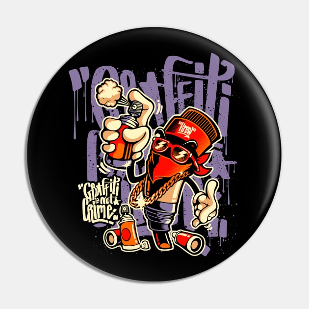 Graffiti Is Not Crime Graffiti Skateboard Urban Skater Gift Pin by SpottydoggCreatives