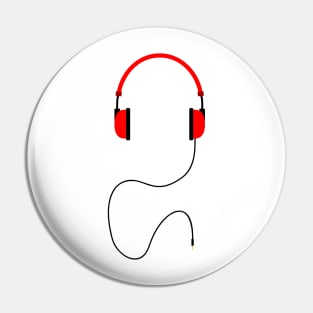 Minimalistic Red Headphones Pin