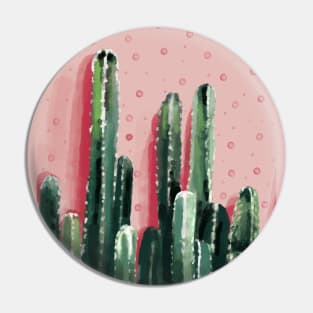 Pink and green cactus in watercolor Pin