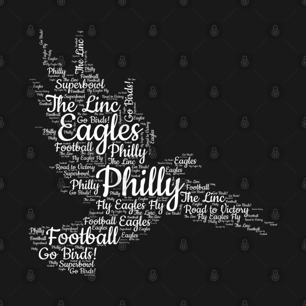 Philly birds script white word art football by PixieMomma Co