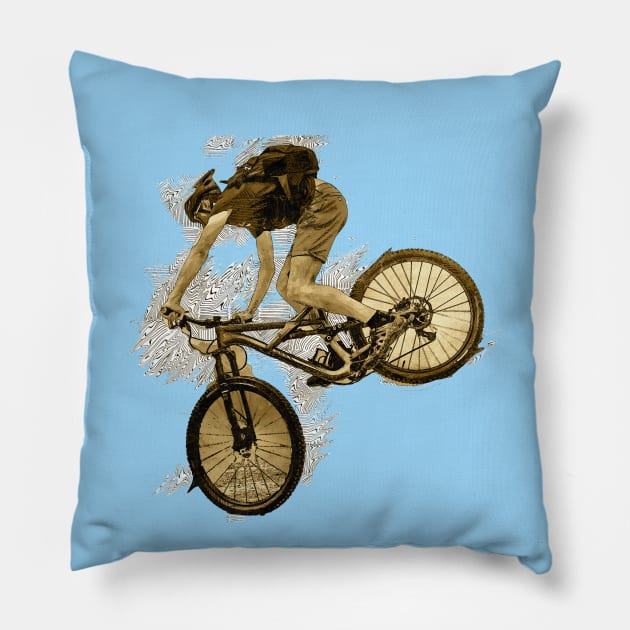 Downhill mountain biking Pillow by marleks