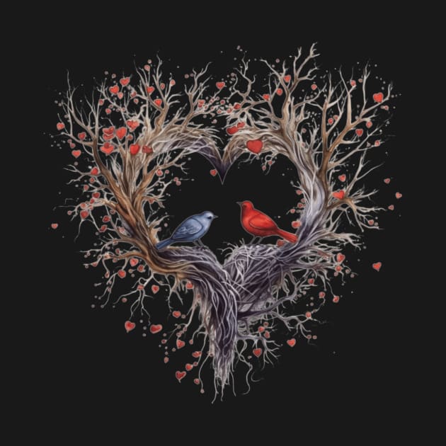 Cool Design tree birds Heart,birds on tree by Kertz TheLegend