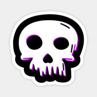 2D Vector Cartoony Synthwave Skull Magnet