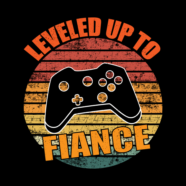 Leveled Up To Fiance Funny Gaming Couple Gift by designs4up