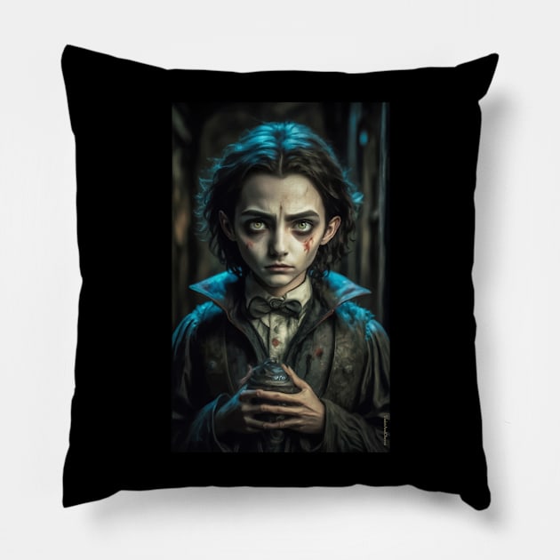 Young victorian vampire portrait Pillow by VioletAndOberon