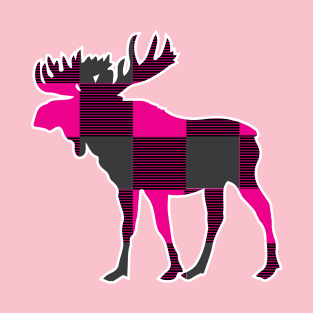 Pink Plaid Moose T-Shirt