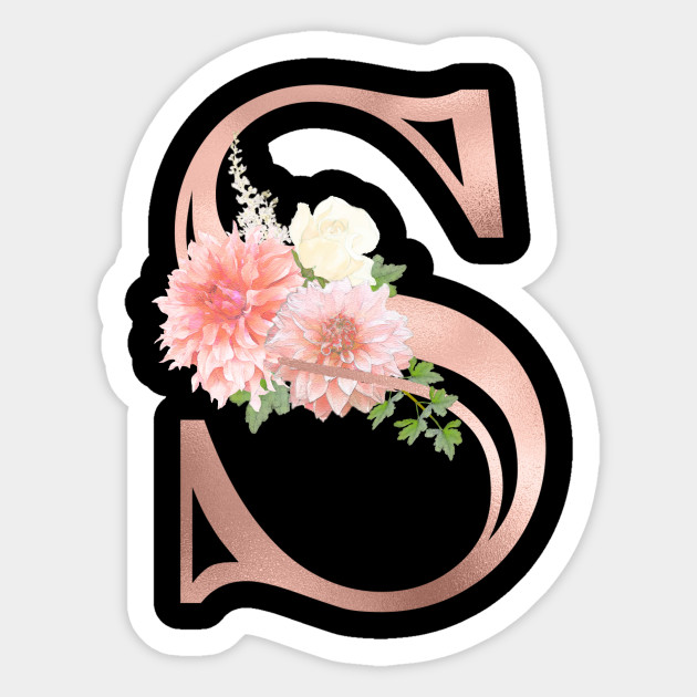 monogram rose gold letter s blush pink flowers s