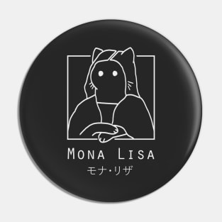 "Mona Lisa" Cute Japanese Minimalist/Simple Cat Design (Black) Pin