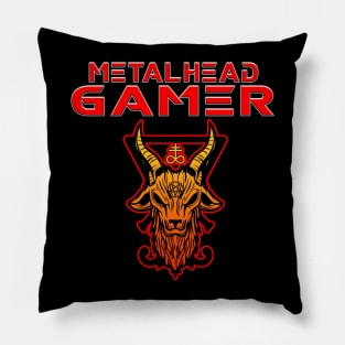 Metalhead Gamer Baphomet Red Pillow