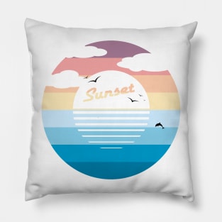 Breathtaking sunset at the beach Pillow