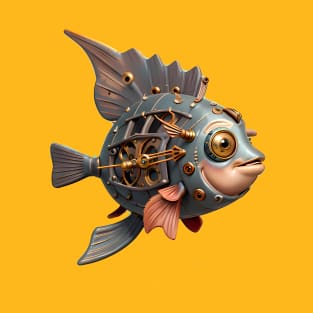 3d animation style wall clock fish artwork T-Shirt