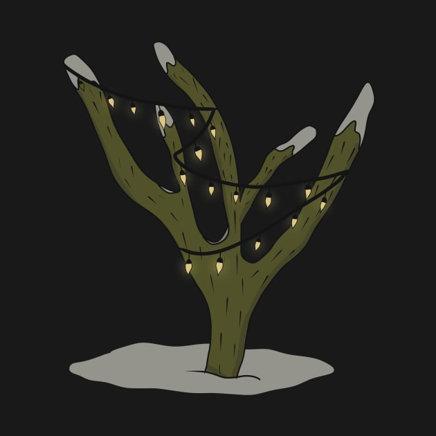 Holiday Lights Cactus Tree 2 by WalkSimplyArt